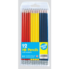 Value Rubber Tip HB Pencils Wallet 12s