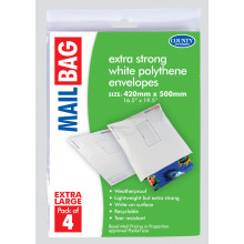 Pack 4 XL Poly Mail Bags 420x500mm