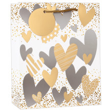 Gift Bag Foil Hearts Small