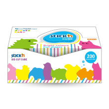 Stick N Die Cut Animal Coloured Shaped Notes - 30 cubes, 200 sheets