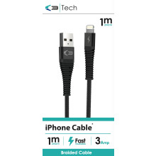 C3 IPhone Braided 1M Cable Black 3 AMP