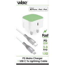 Vibe MF1 PD Mains Charger 3 Amp & USB C to Lightning Cable 1.2M