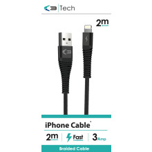 C3 Tech Braided iPhone Cable Black 2M