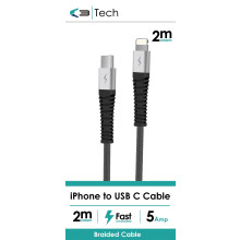 Braided Cable iPhone to USB C 2M