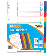 A4 Poly Subject Dividers 10 Part