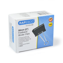 Rapesco Foldback Clips Black 50mm 10's