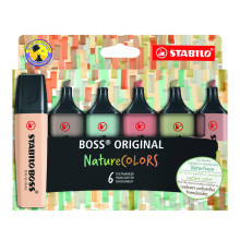Stabilo Boss Original Nature Colours Beige/Earth Green/Mud Green/Sienna/Umber/ Warm Grey 6's 