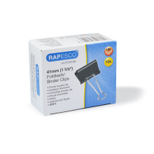 Rapesco Foldback Clips Black 41mm 10's