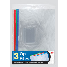 A4+ Zip File with Ticket Pocket Pack 3s
