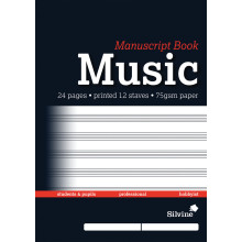 Silvine A4 Music Manuscript Book 12 Stave 24 Pages