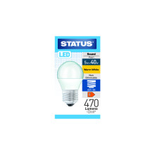Status Light Bulb LED 5w=40w Round E27 Screw In Warm White