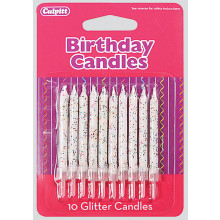 Candle/Holders Glitter White