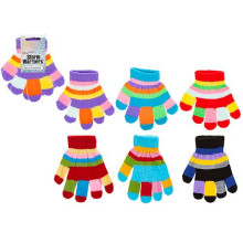 Childs Multi-Colour Striped Magic Gloves