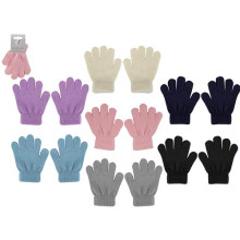 Childrens Plain Knitted Gloves 6 Asst