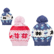 Knitted Beanie Hat With Pom Pom 2 Asst