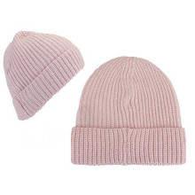 Womens Rib Knit Pink Lurex Beanie Hat