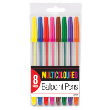 Pack 8 Multicoloured Ball Pens