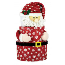 Nest 3 Christmas Gift Boxes Plush Red Santa
