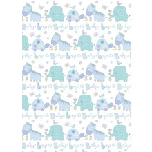 Flat Gift Wrap Baby Boy Elephants GW2596