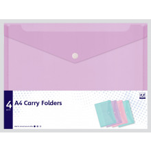 Pastel A4 Poly Carry Folder Asst 4 Pack