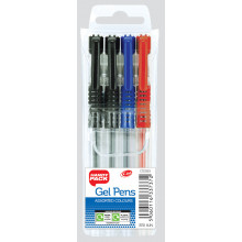 Wallet 4 Asstd Gel Pens Blue/Black/Red