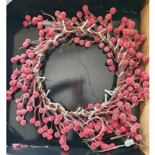 23cm Lit Frosted Berry Wreath