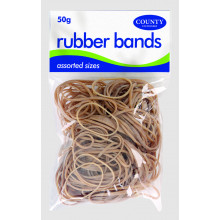 Natural Rubber Bands 50g Assorted Sizes