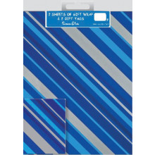 Flat Gift Wrap & Tags Blue Stripes F2558