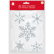 XF4203 5 pack Glitter Snowflake Window Sticker
