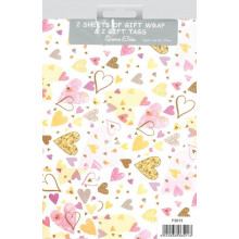 Flat Gift Wrap & Tags Hearts F2613