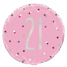 Glitz Foil Balloon Age 21 Pink