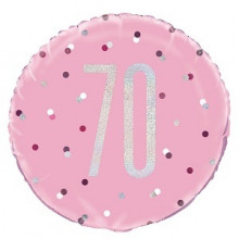 Glitz Foil Balloon Age 70 Pink