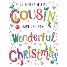 JXC1072 Cousin Neutral Text Christmas Cards
