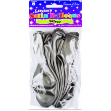 Simon Elvin 11" Luxury Satin Balloons Silver 8's