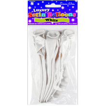 Simon Elvin 11" Luxury Satin Balloons White 8's