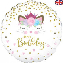 Floral Kitten Foil Balloon 18"