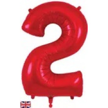 34" Red Number 2 Foil Balloon