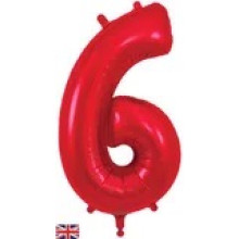 34" Red Number 6 Foil Balloon