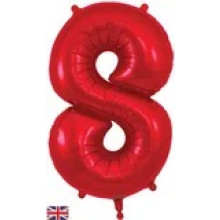 34" Red Number 8 Foil Balloon