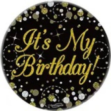Small Badges It's My B/Day Black/Gold