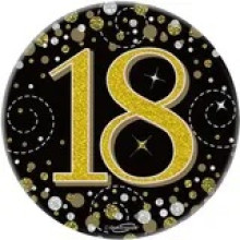 Small Badges Age 18 Black/Gold 77mm