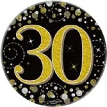 Small Badges Age 30 Black/Gold 77mm