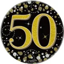 Small Badges Age 50 Black/Gold 77mm