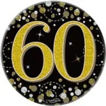Small Badges Age 60 Black/Gold 77mm