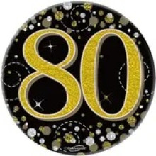 Small Badges Age 80 Black/Gold 77mm