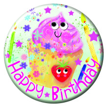 Birthday Cupcake 55mm Small Badge