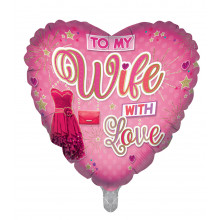 Foil Balloon Wife Heart 2 Designs Double Sided
