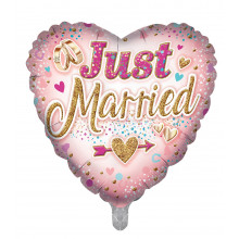 Foil Balloon Just Married Heart 2 Designs Double Sided