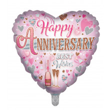 Foil Balloon Happy Anniversary Heart 2 DEsigns Double Sided
