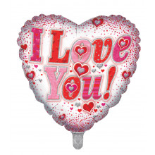 Foil Balloon I Love You Heart 2 Designs Double Sided